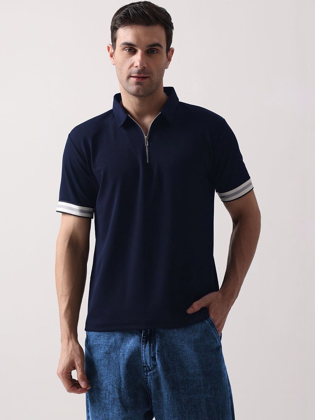 LERIYA FASHION Men Polo Collar Organic Cotton T-shirt