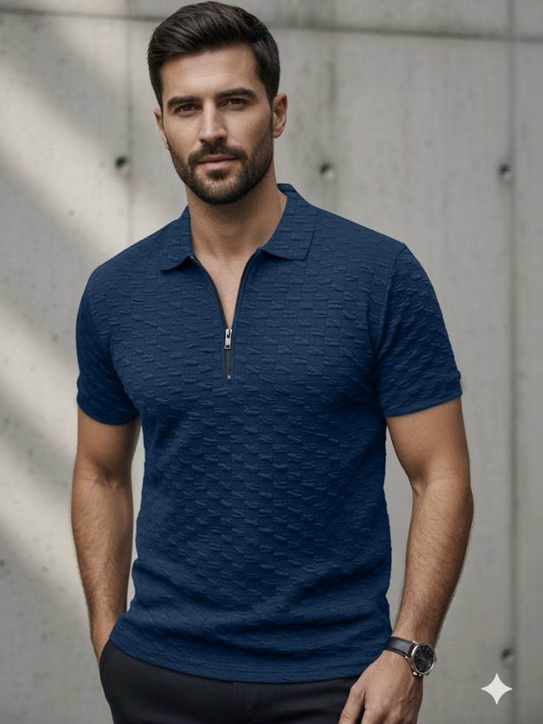 SZN Men Solid Polo Collar Short Sleeves Tshirt