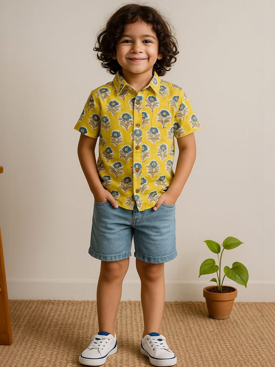 Urban Birdie Boys Comfort Floral Printed Casual Shirt