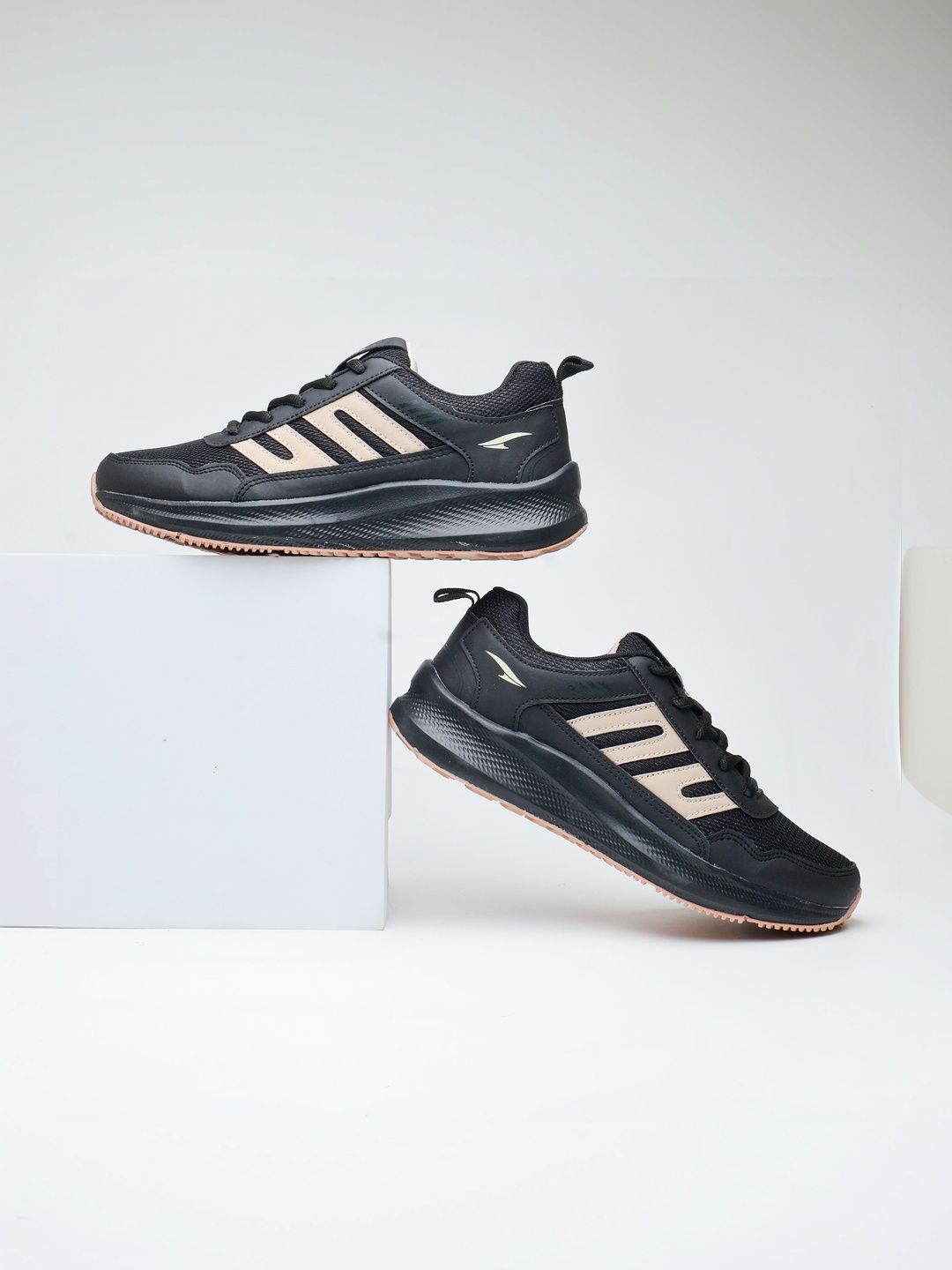 Asian Boss-32 Men Black Lace Up Sports Sneakers