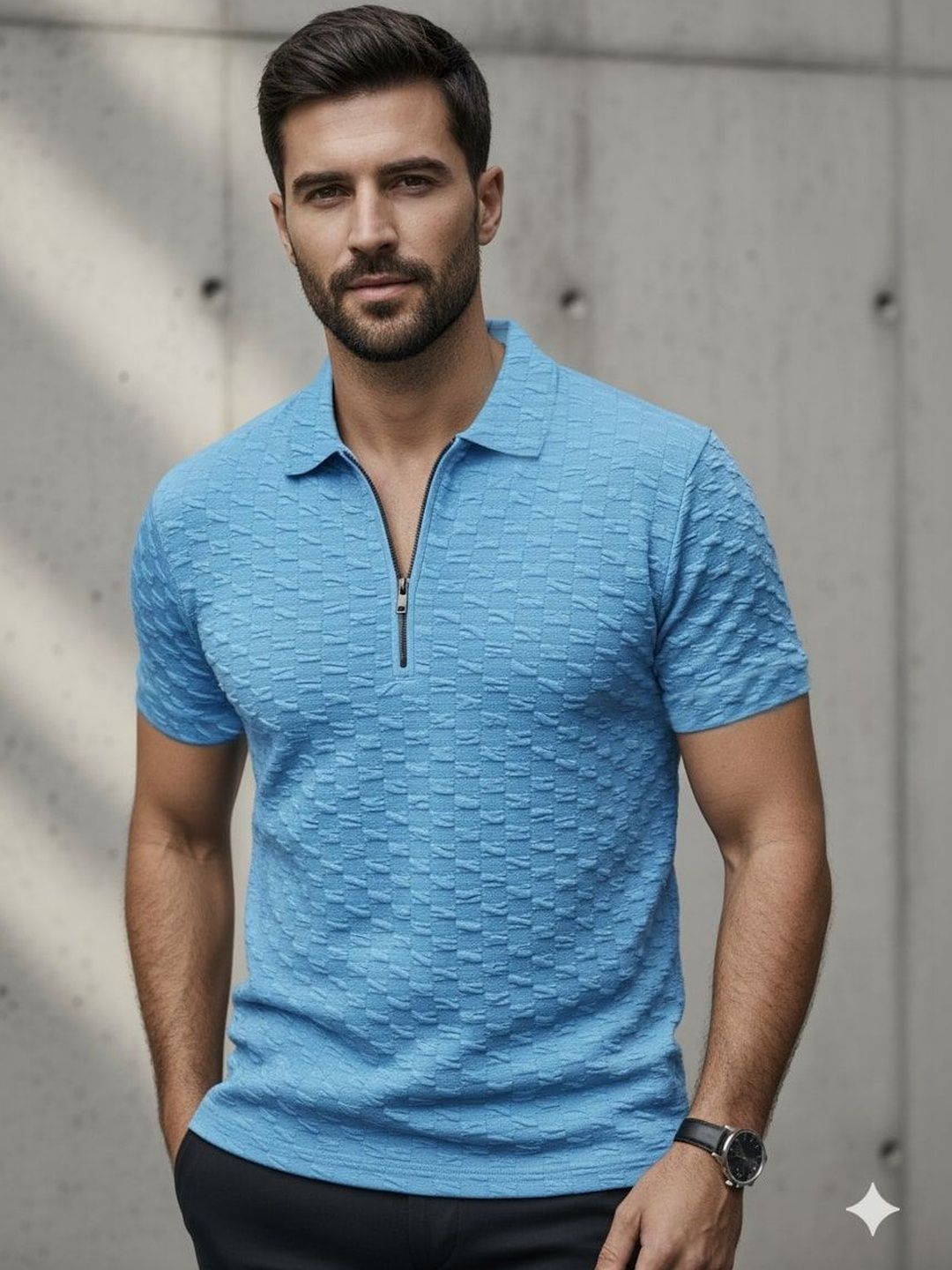SZN Men Solid Polo Collar Short Sleeves Tshirt
