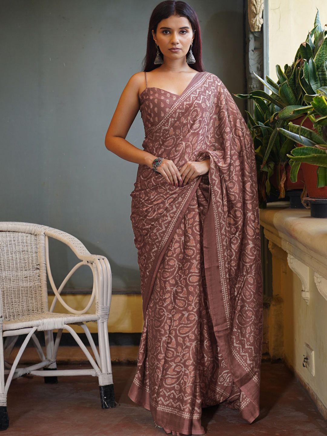 KALINI Paisley Poly Chiffon Saree