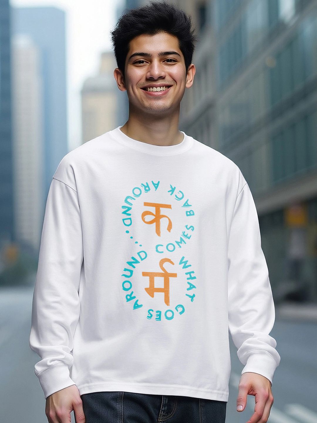 Bewakoof Men Typography Printed Round Neck Pure Cotton Oversized T-shirt