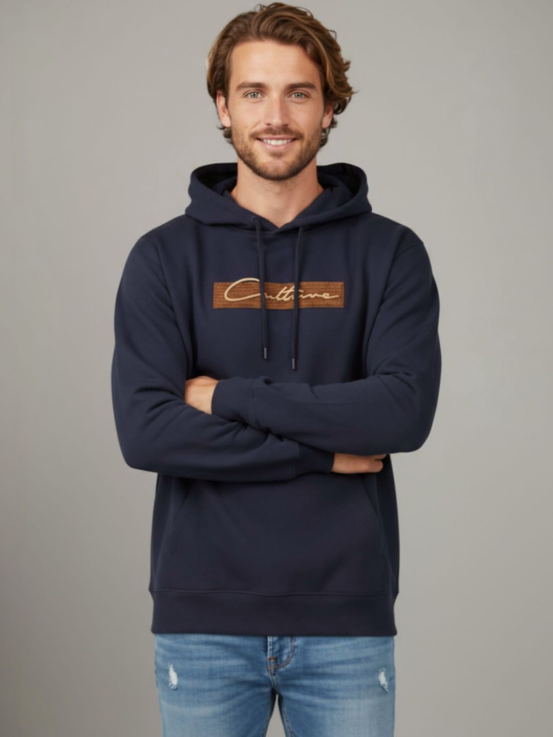 Roadster The Roadster Lifestyle Co Printed Hooded Pullover Sweatshirt