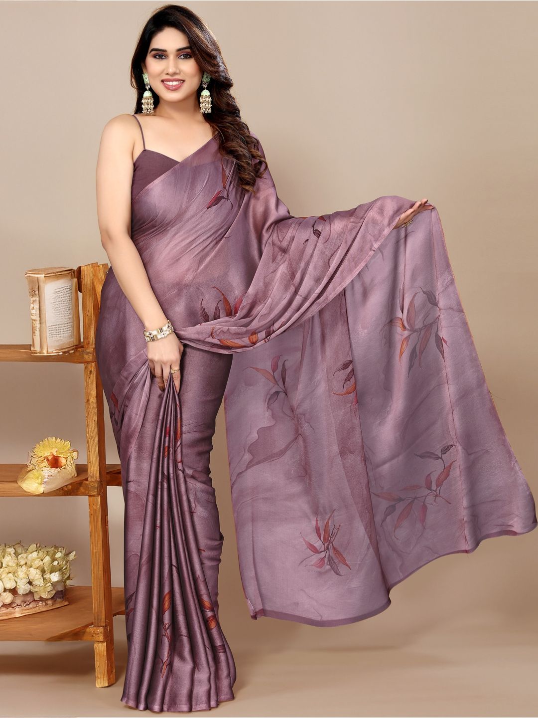 KALINI Floral Printed Poly Chiffon Saree