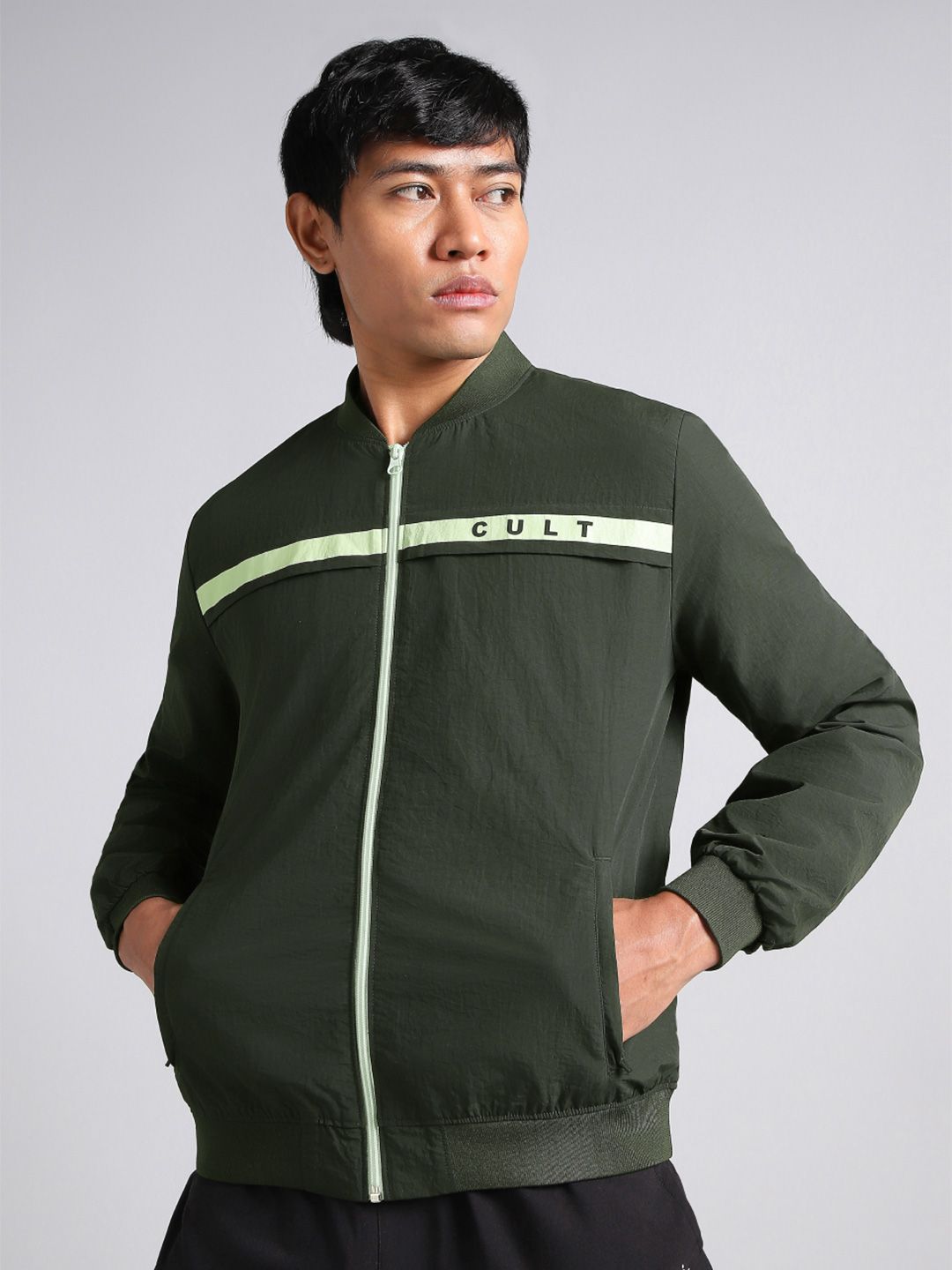 CULT Men Brand Logo Lightweight Training or Gym Bomber Jacket