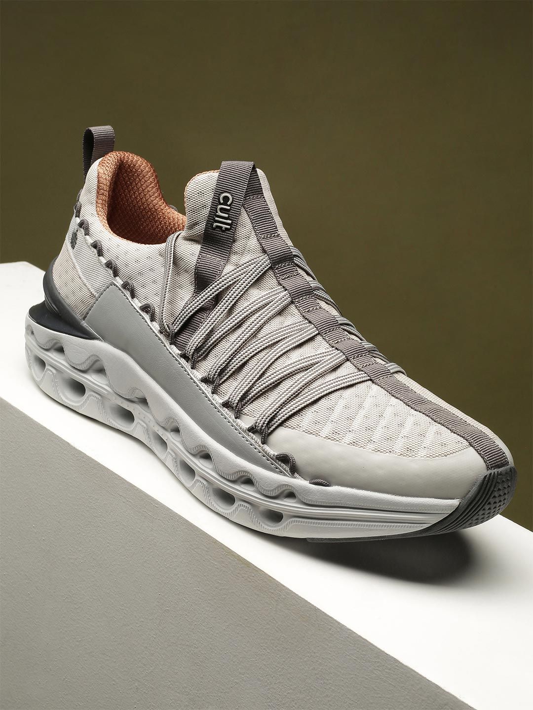 CULT Men Loop Grey & Black Walking Shoes