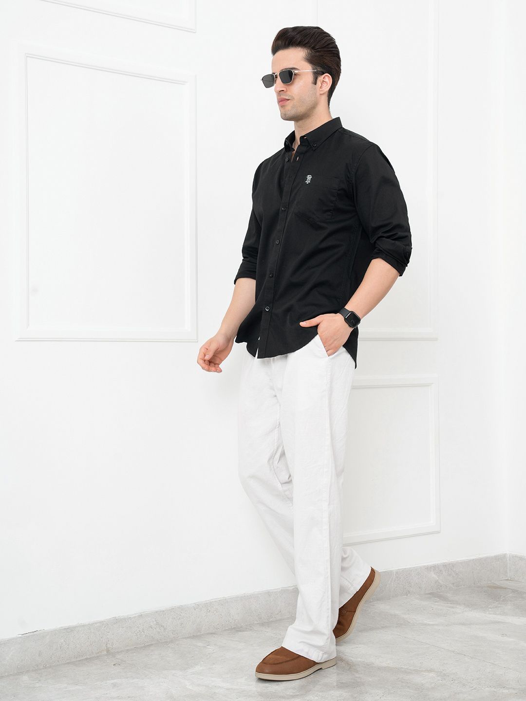 Red Tape Men Solid Button-Down Collar Pure Cotton Effortless Formal Shirt
