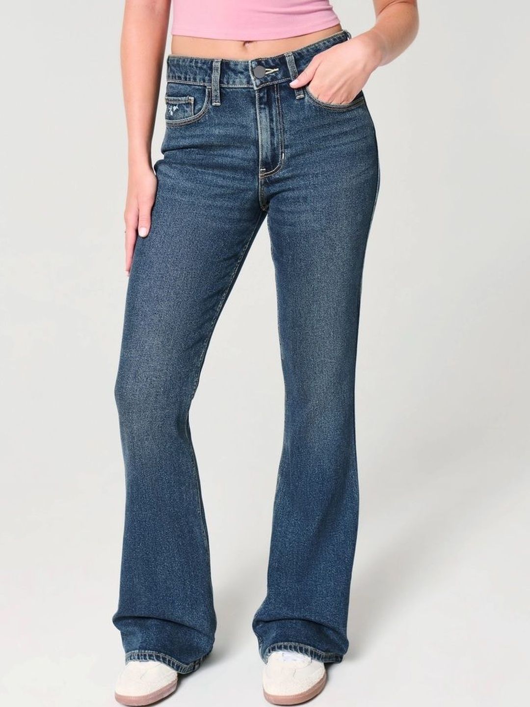 Aadvi Fashion Women Smart Flared High-Rise Light Fade Jeans