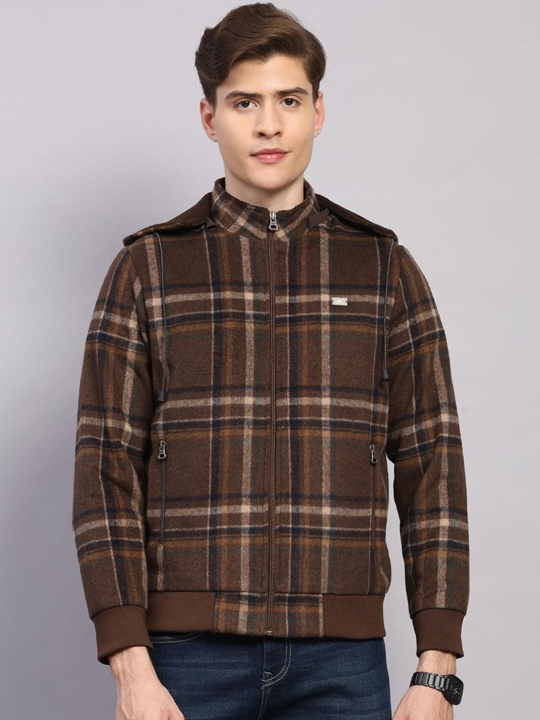 Monte Carlo Men Checked Outdoor Woven Jacket