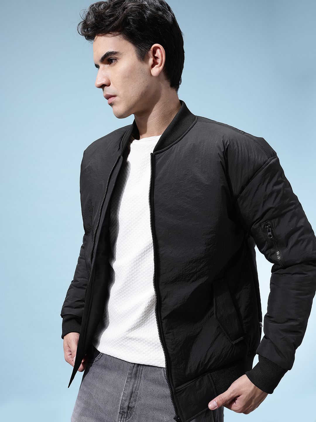 glitchez Mock Collar Relaxed Bomber