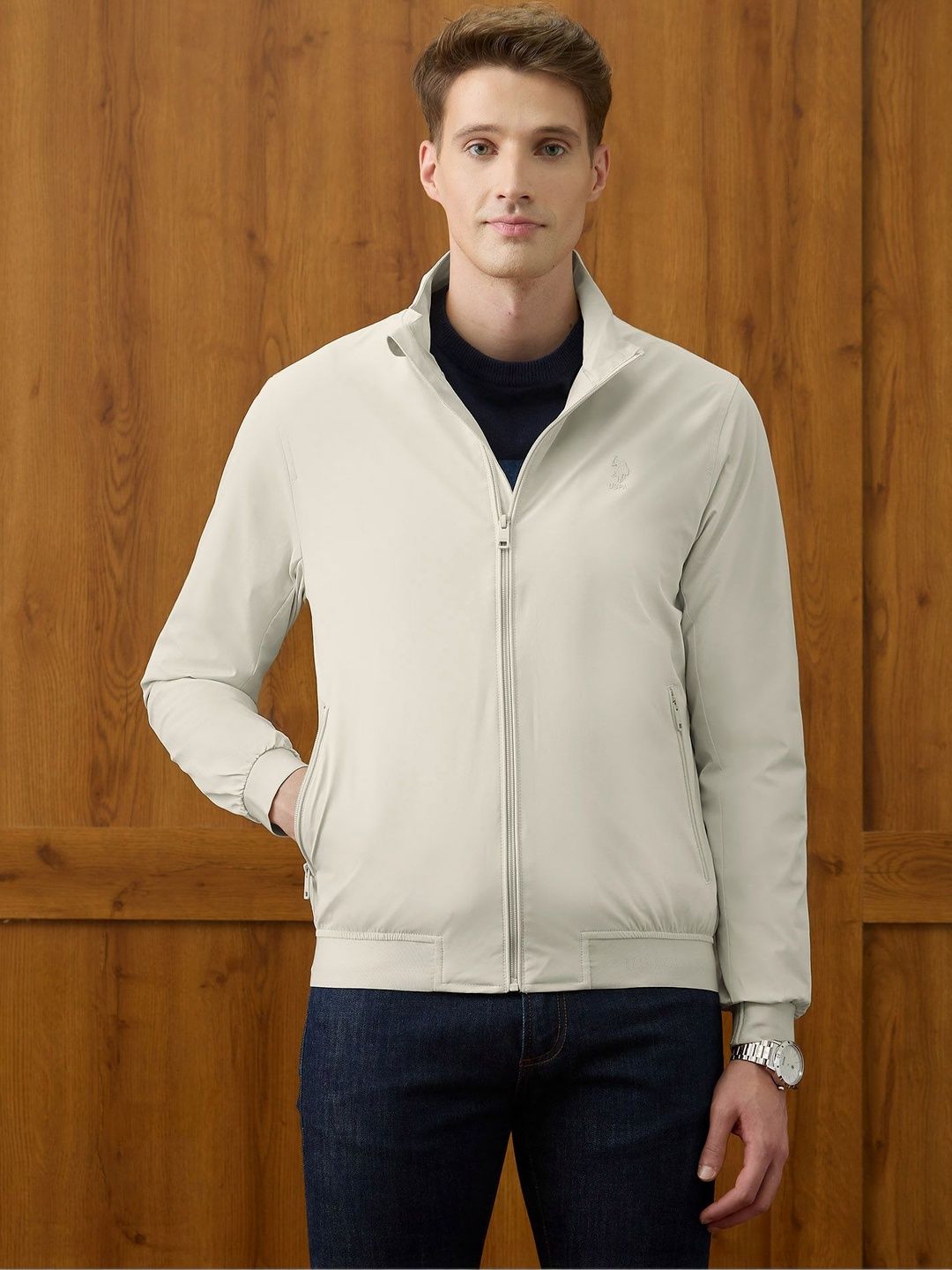 U.S. Polo Assn. Men Brand Logo Lightweight Bomber Jacket
