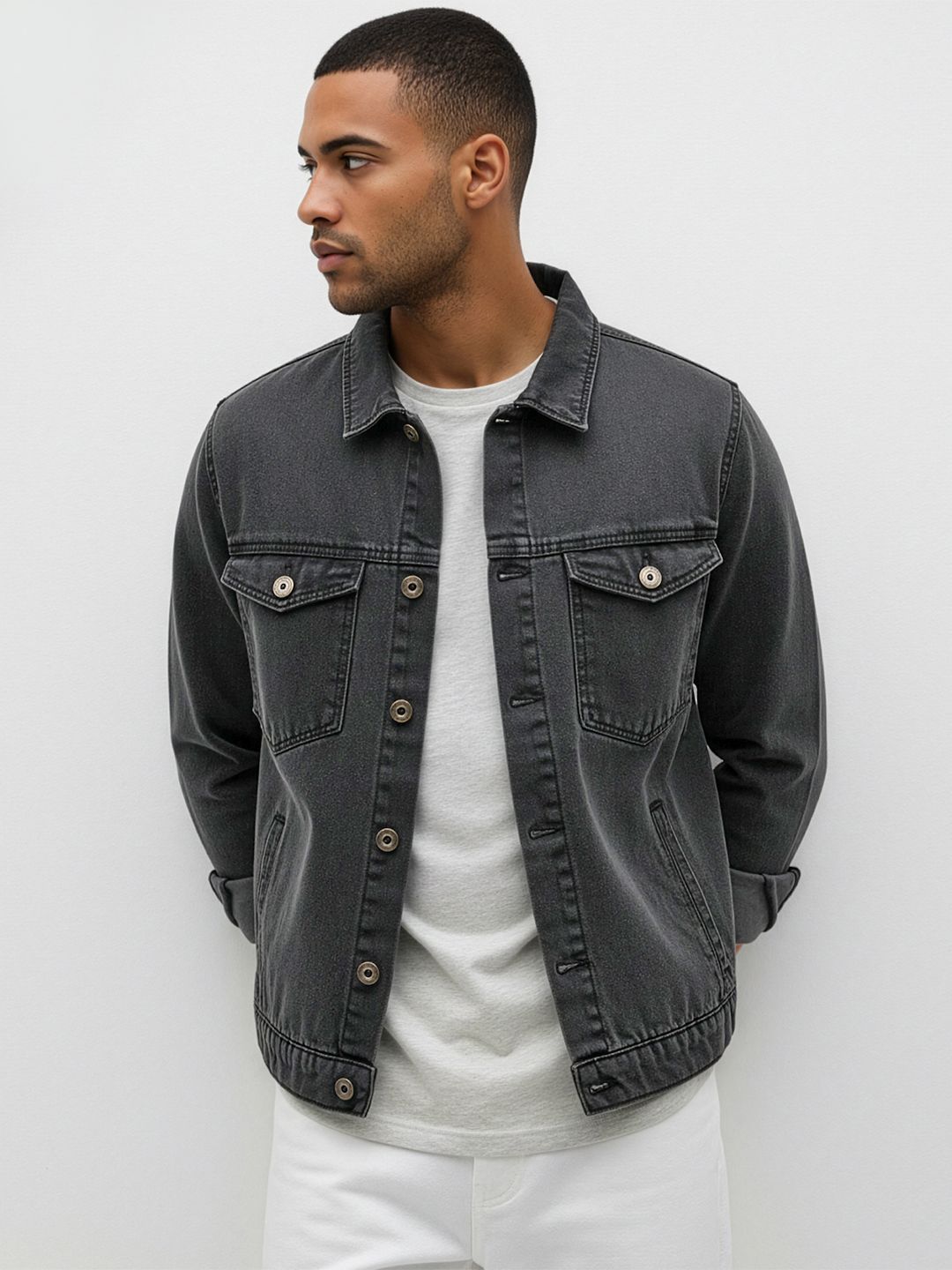 ether Spread Collar Denim Jacket