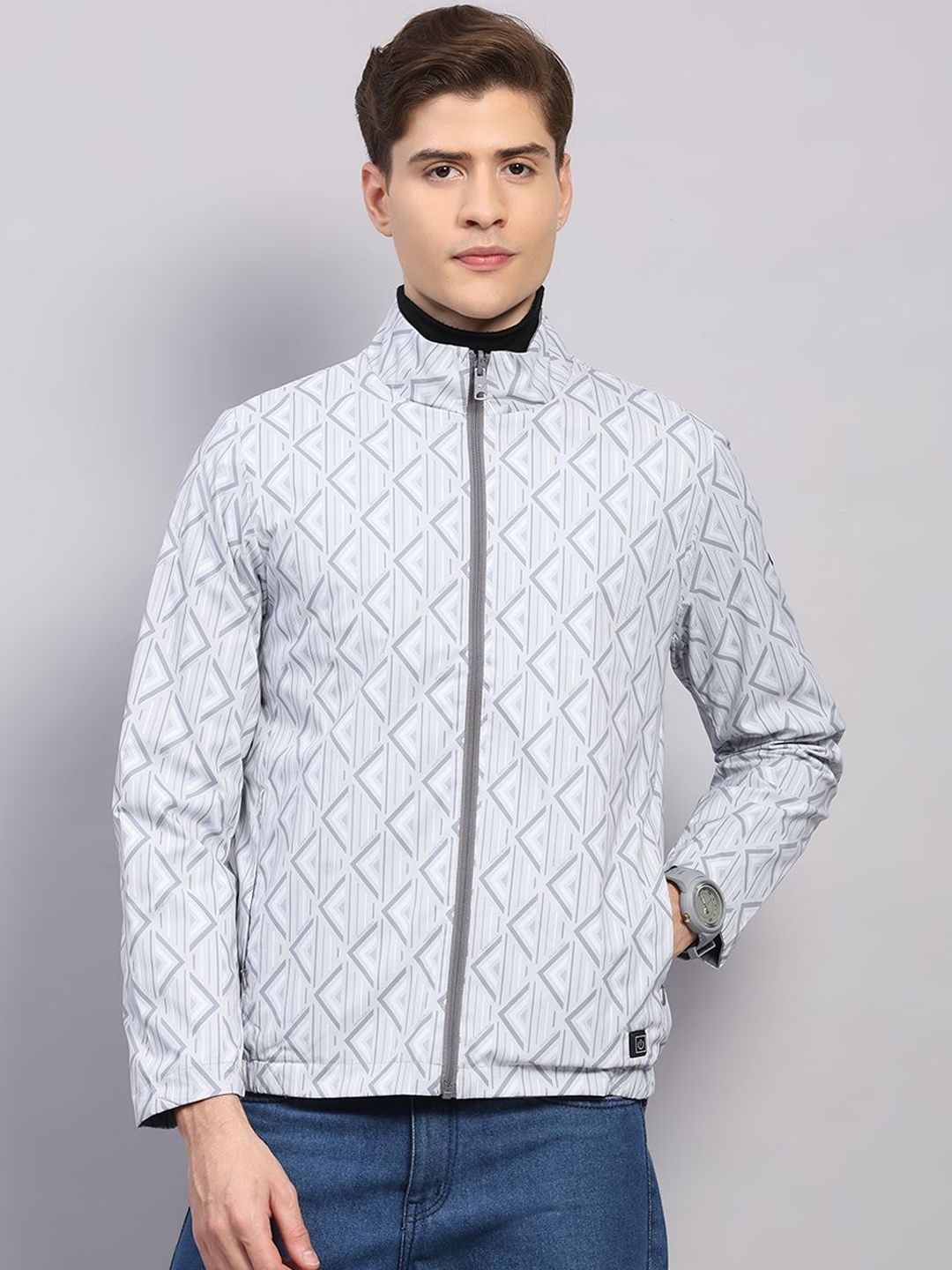 Monte Carlo Men Geometric Reversible Outdoor Sporty Jacket