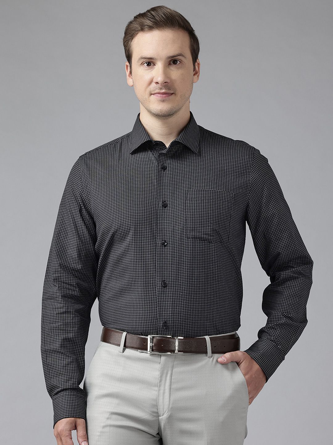 Blackberrys Slim Fit Micro Checked Formal Shirt