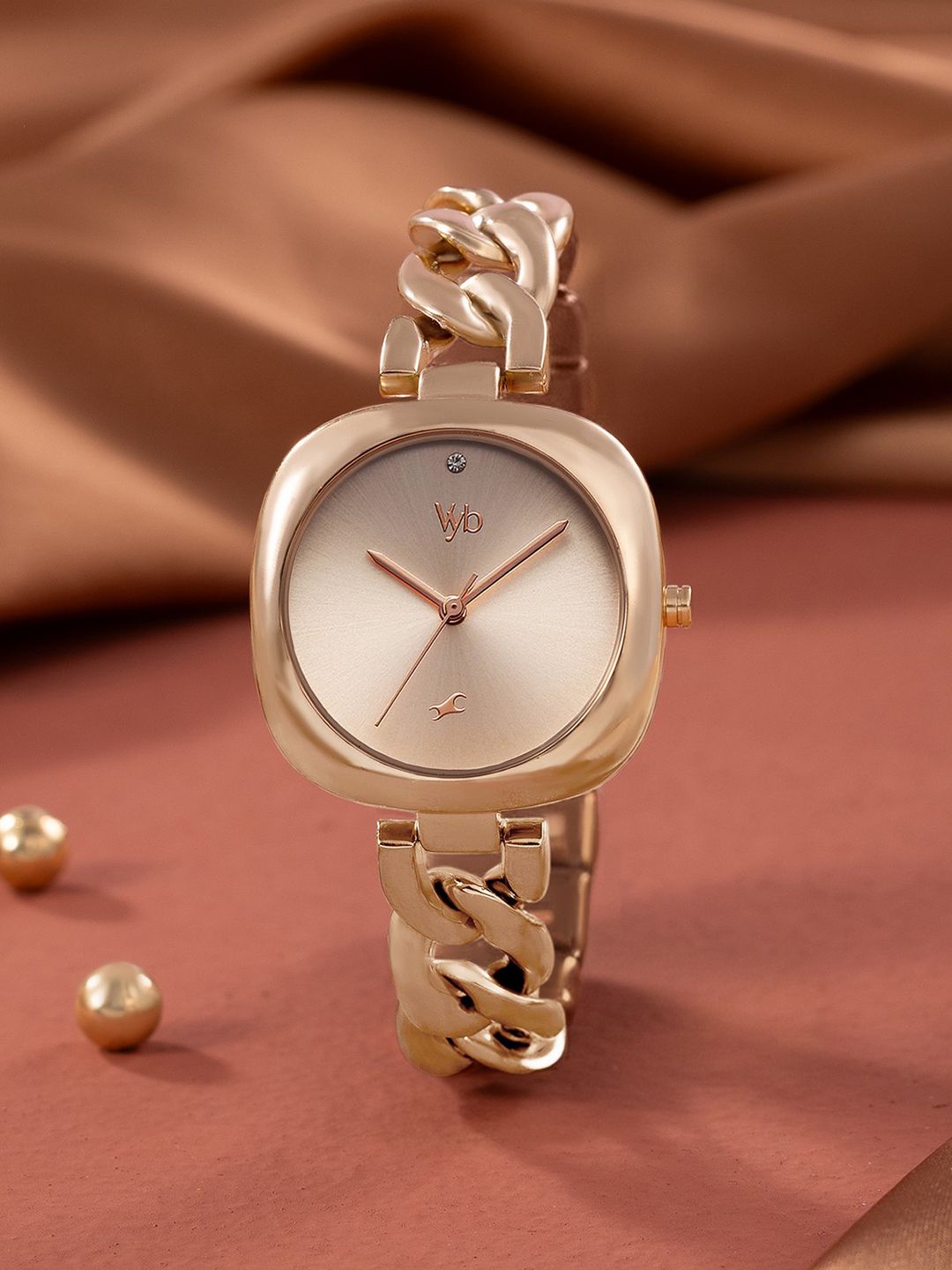 Fastrack Vyb Spotlight Quartz Rose Gold Dial Analog Watch For Women - FV60109WM01W