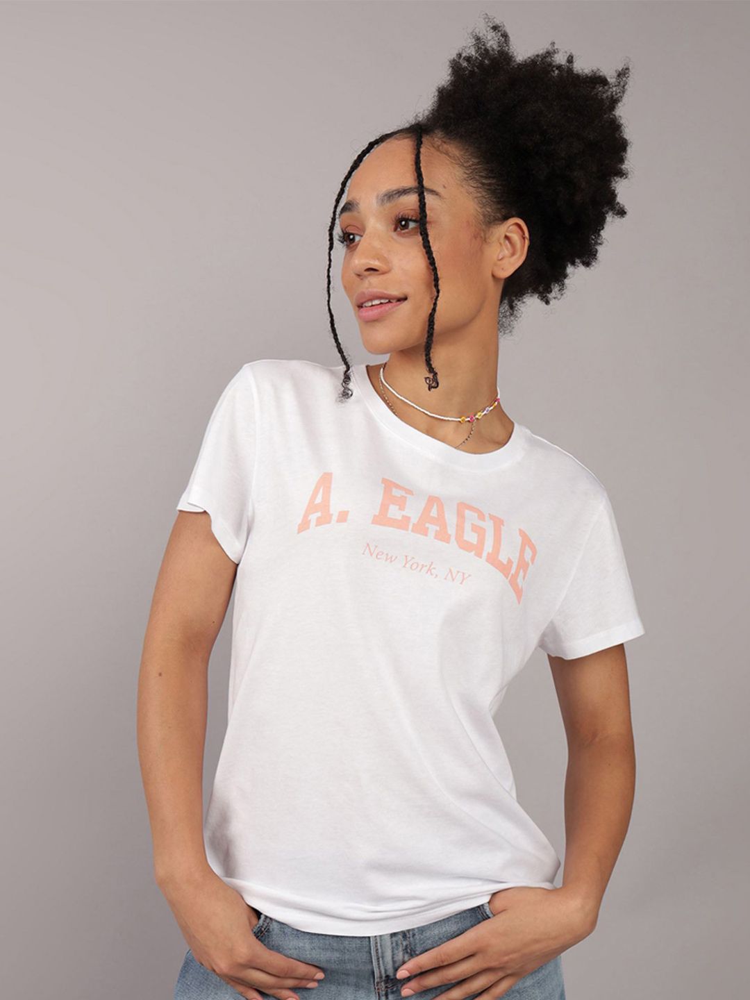 AMERICAN EAGLE OUTFITTERS Women Typography Printed Round Neck Cotton T-shirt