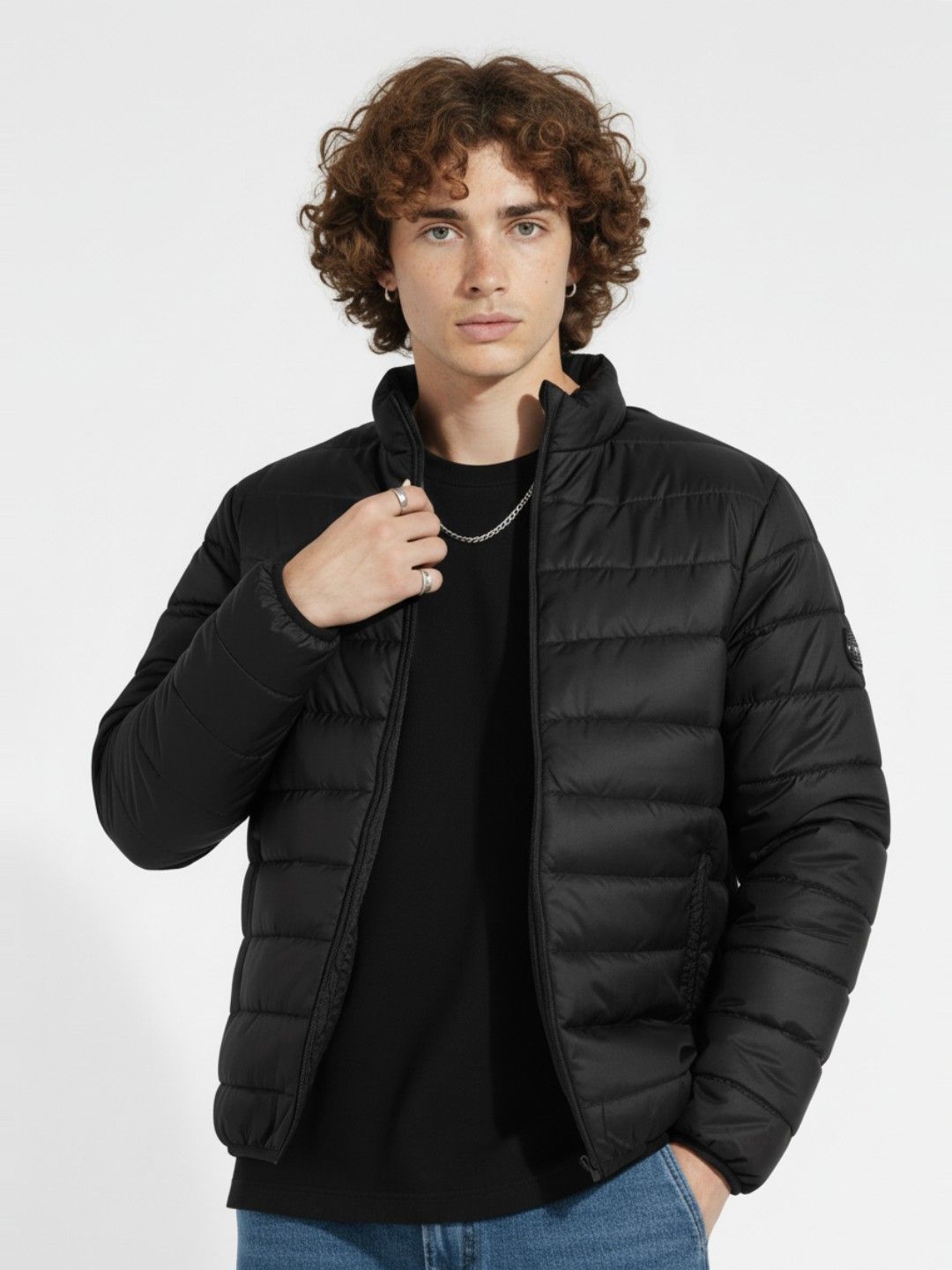 glitchez Mock Collar Puffer Jacket