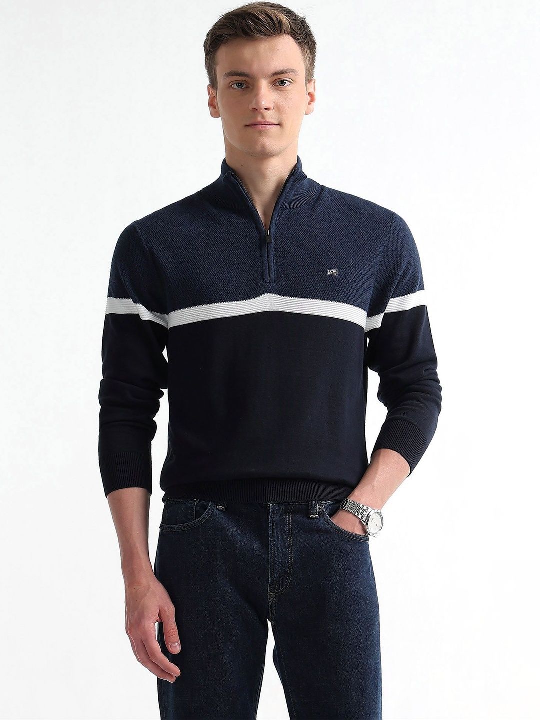 Arrow Sport Men Colourblocked Pullover