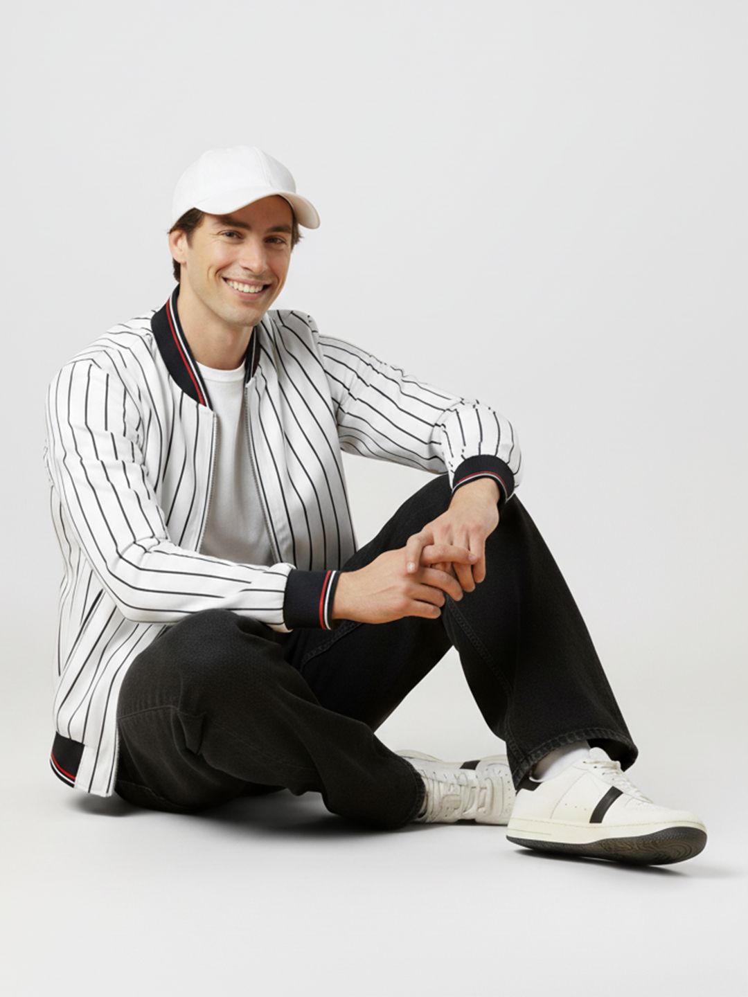 HERE&NOW Men Striped Bomber Jacket