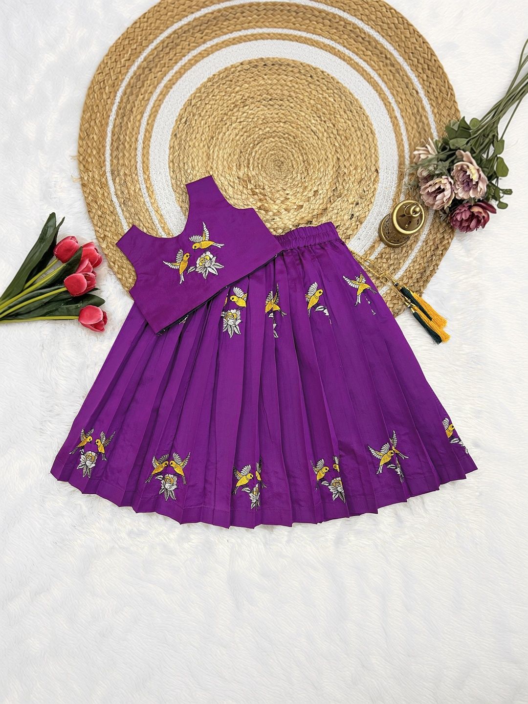FELIZ THE DESIGNER STUDIO Girls Embroidered Thread Work Ready to Wear Lehenga &