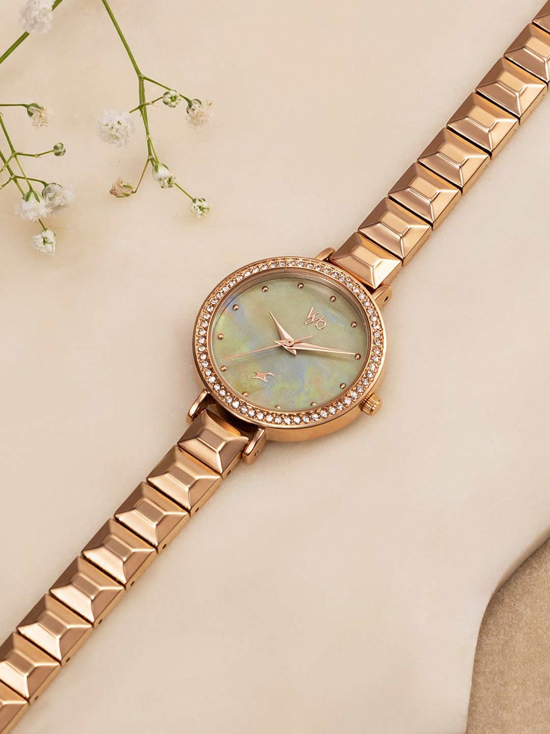 Fastrack Vyb Enigma Quartz Sage Green Dial Analog Watch For Women - FV60050WM03W