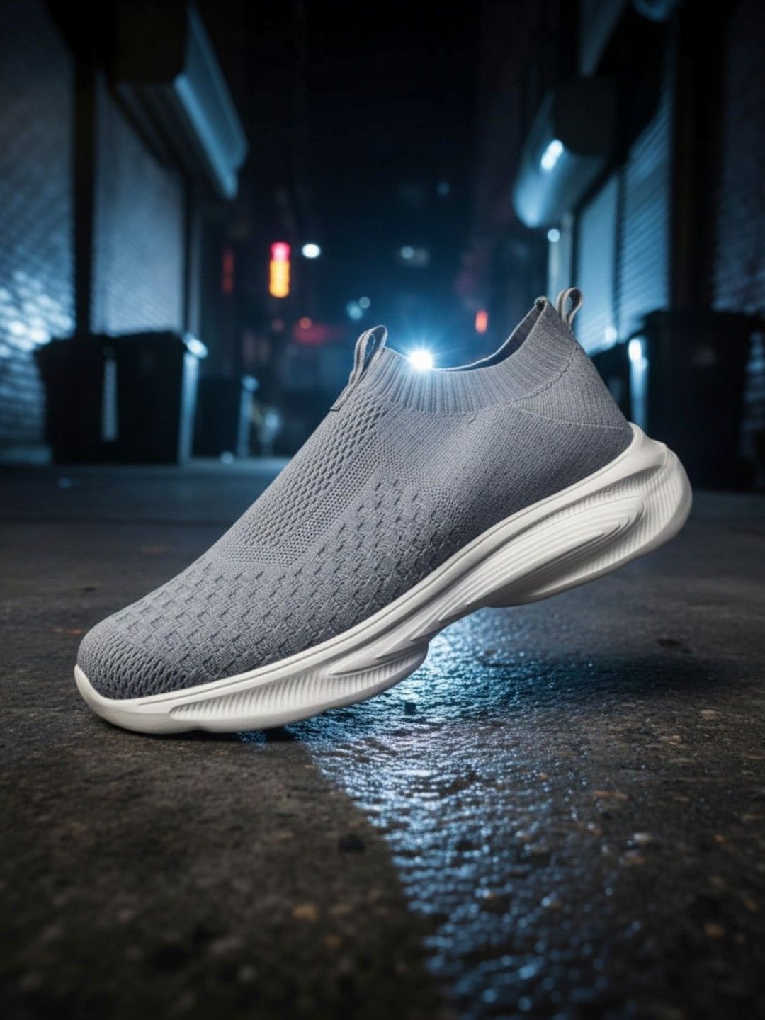 KRAASA Grey Textile Slip-On Walking Shoes