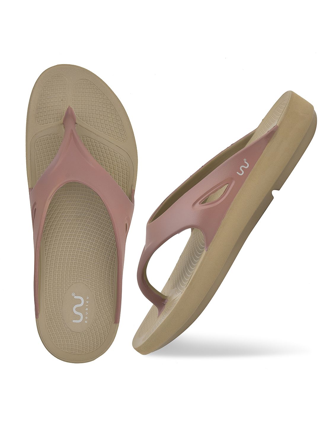 Doubleu Men Khaki & Tan EVA Thong Flip-Flops