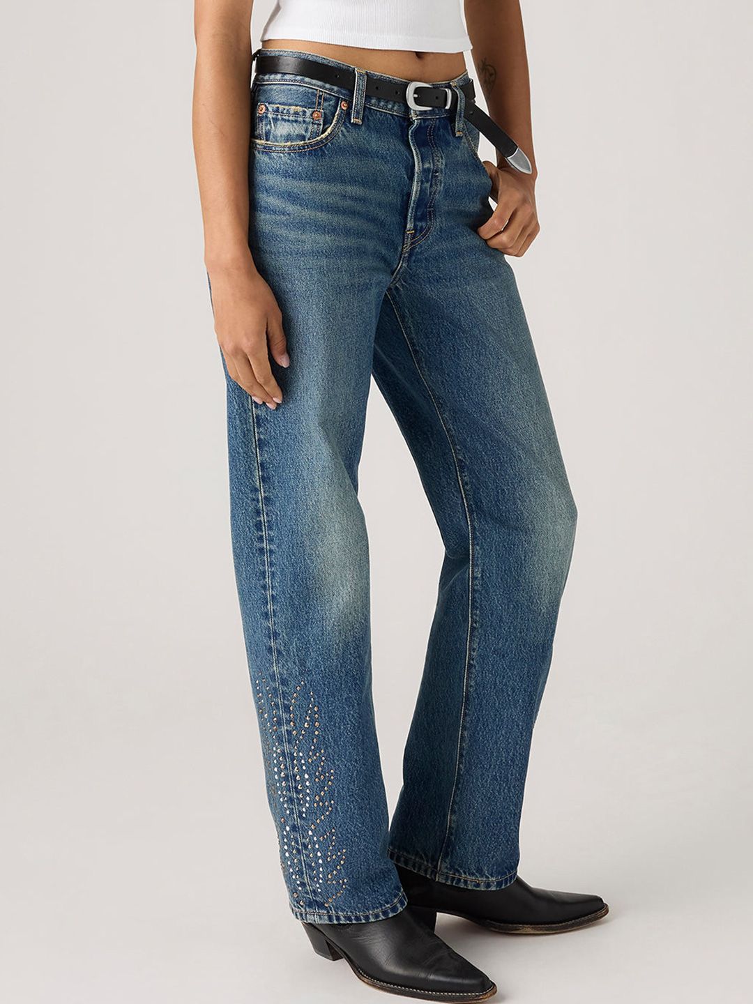 501'90s Dark Indigo Straight Fit Mid Rise Jeans