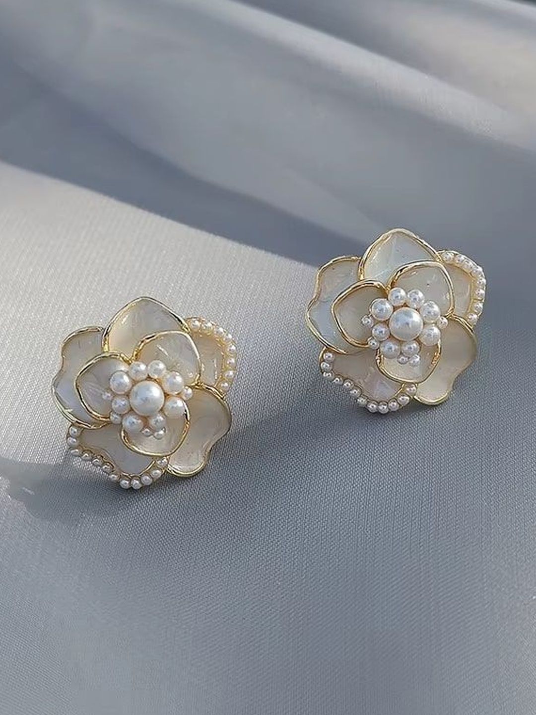 Tiso Gold-Plated Floral Studs Earrings