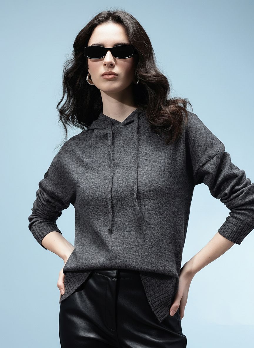 glitchez glitchez Hooded Drop-Shoulder Sleeve Oversized Fit Pullover