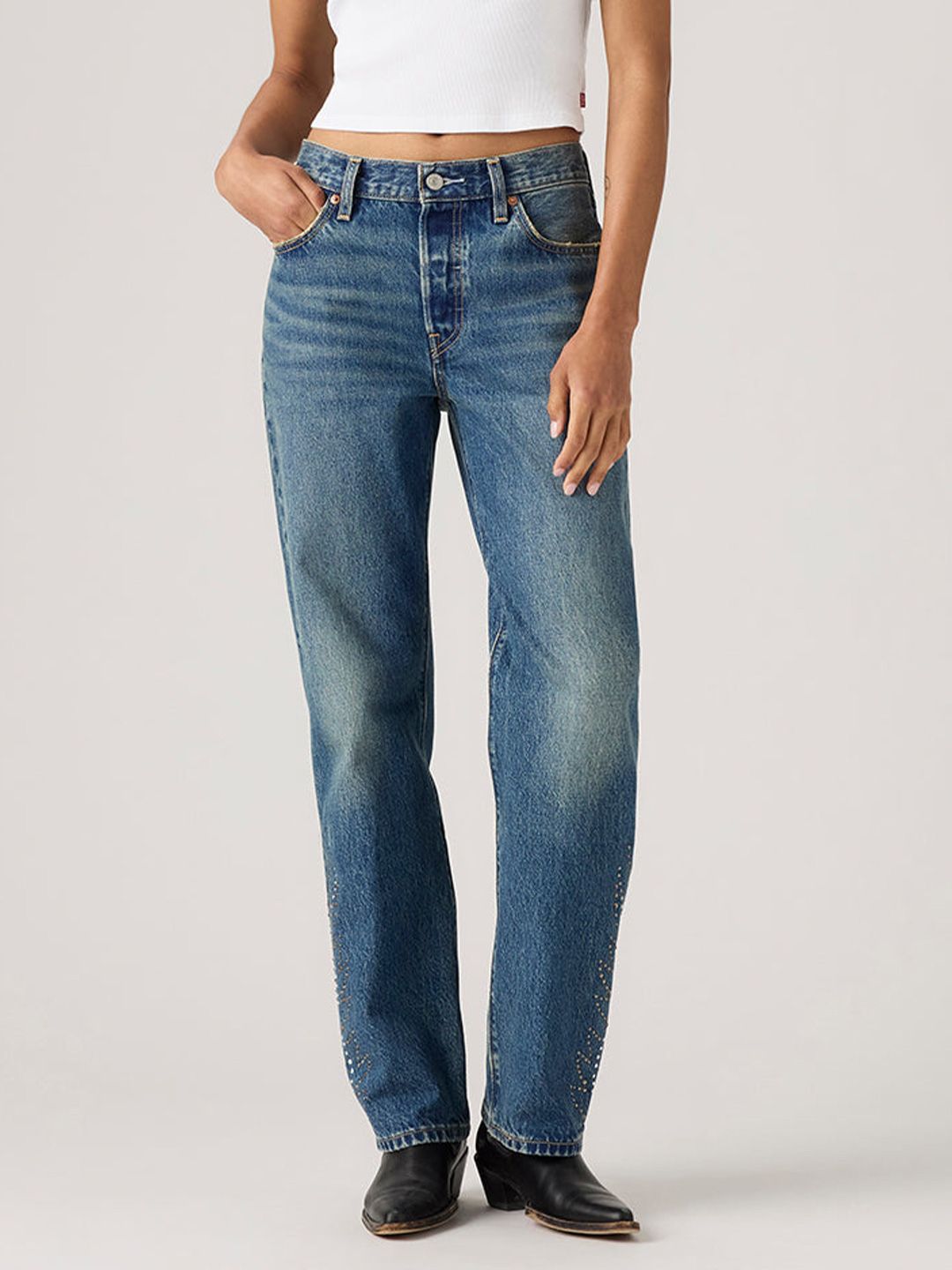 501'90s Dark Indigo Straight Fit Mid Rise Jeans