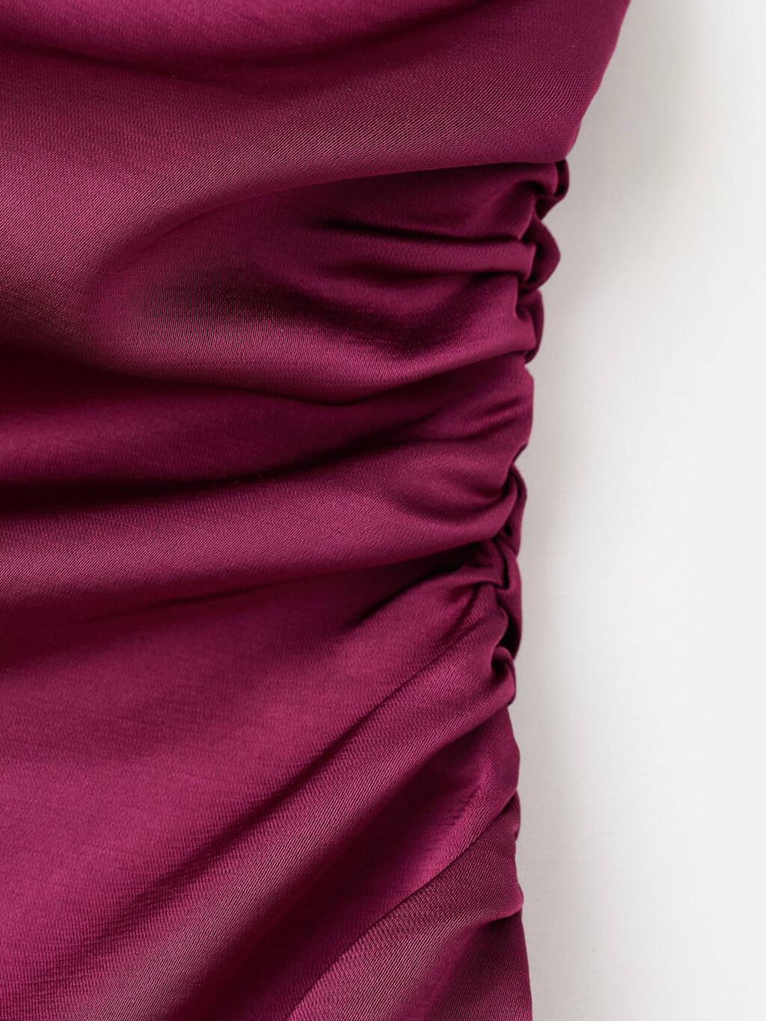 Ruffled One Shoulder Satin Sheath Midi Dress