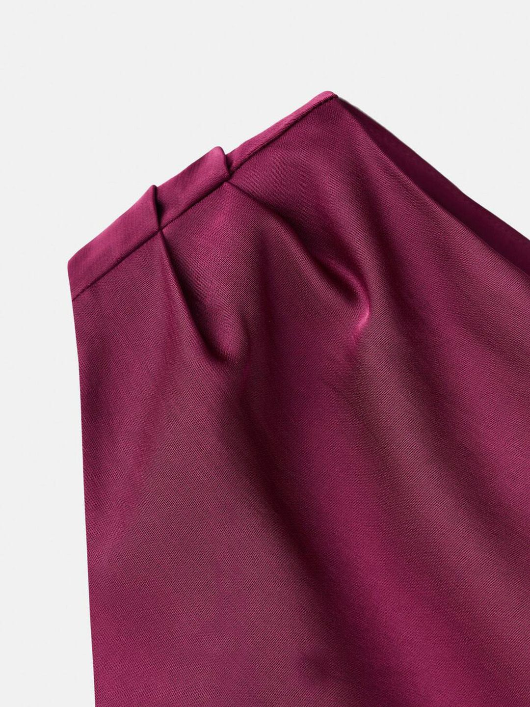 Ruffled One Shoulder Satin Sheath Midi Dress