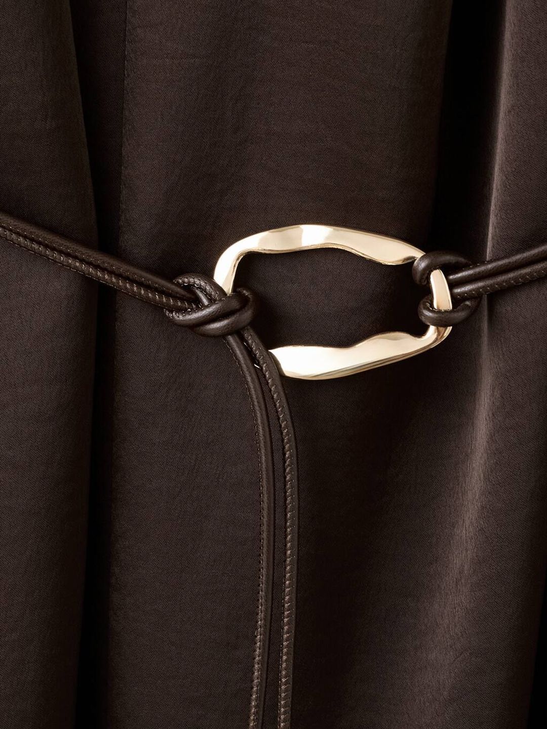 Satin Finish Belted Sheath Mini Dress with Scarf