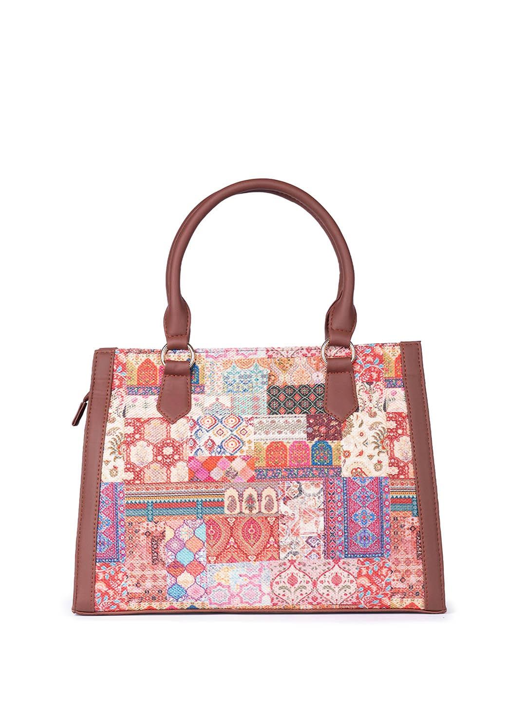 Buy ZOUK Kutch Gamthi Printed Structured Jute Handheld Bag