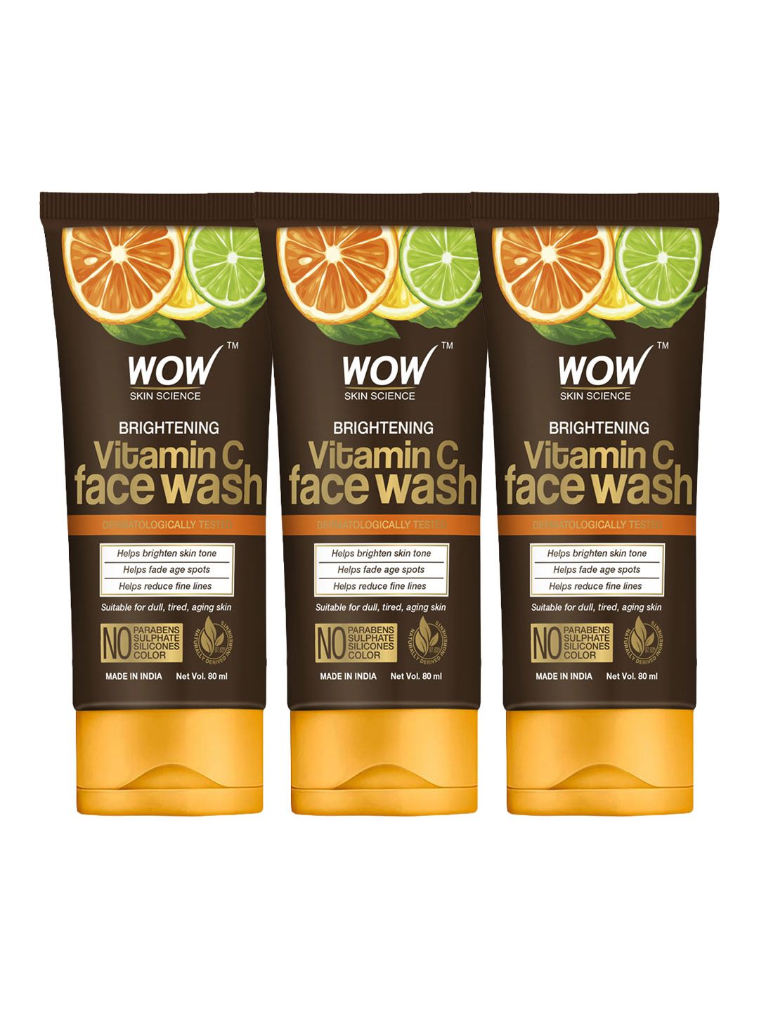 WOW SKIN SCIENCE WOW SKIN SCIENCE Set of 3 Brightening Vitamin C & Niacinamide Face Wash - 80ml each