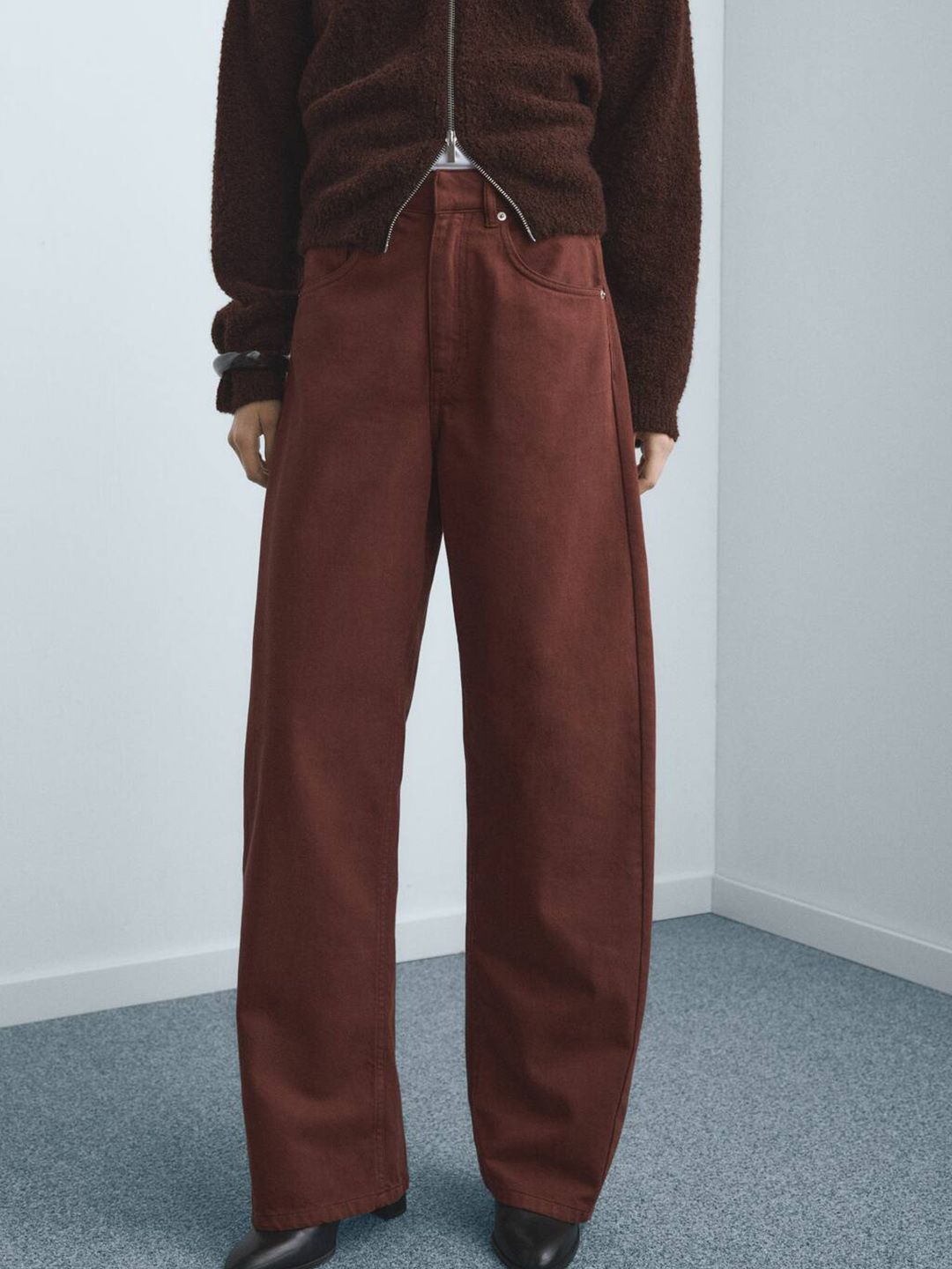 Mid-Rise Pure Cotton Balloon Fit Jeans