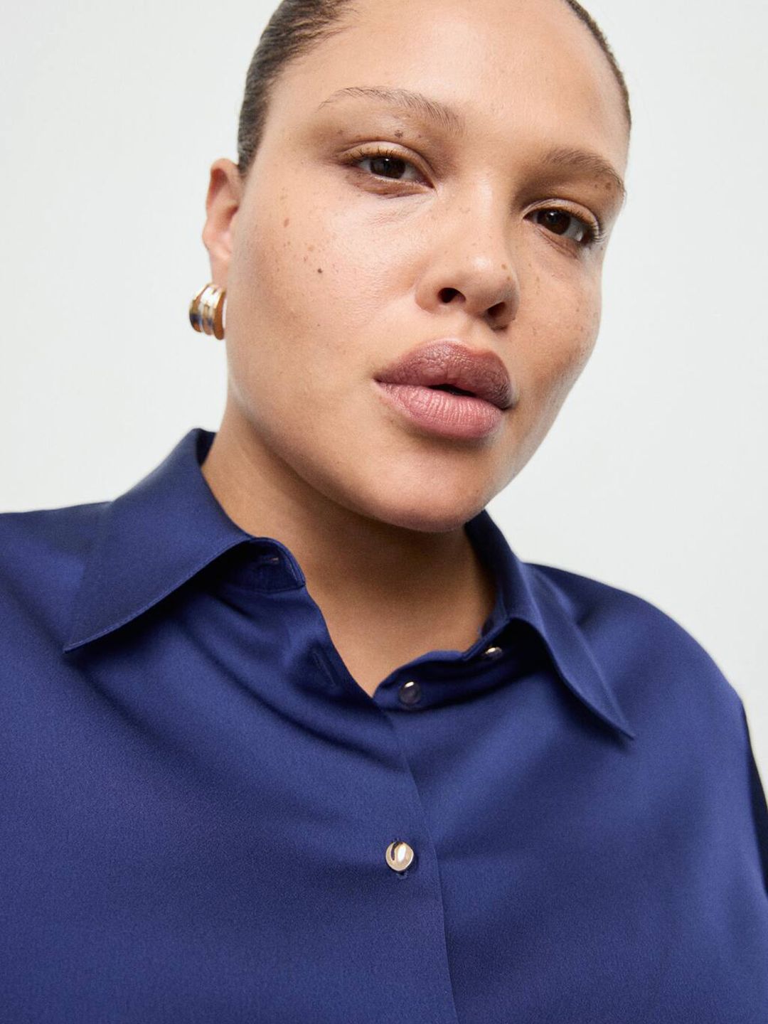 Satin Finish Spread Collar Casual Shirt