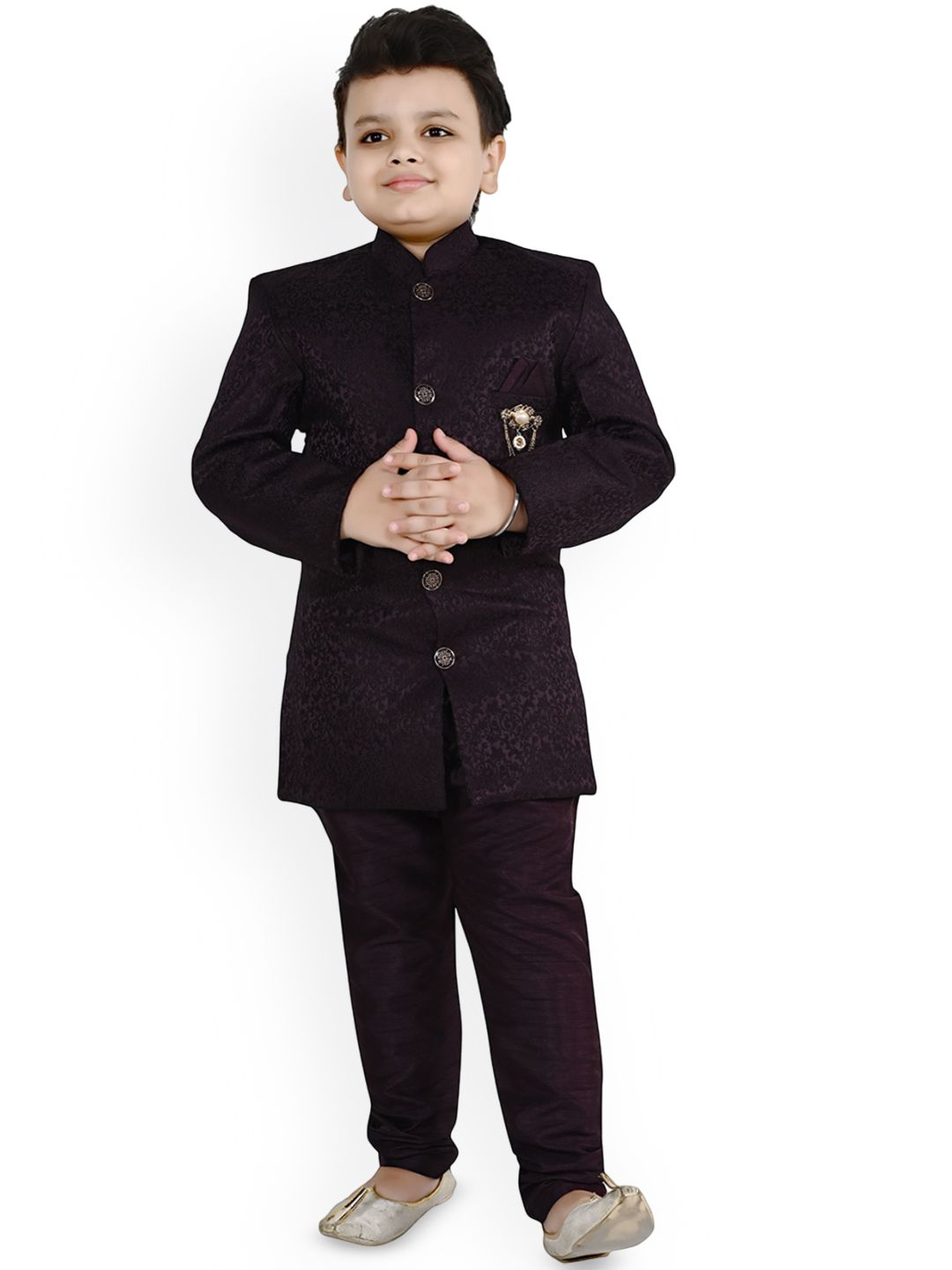 Arshia Fashions Boys Self Design Sherwani Set