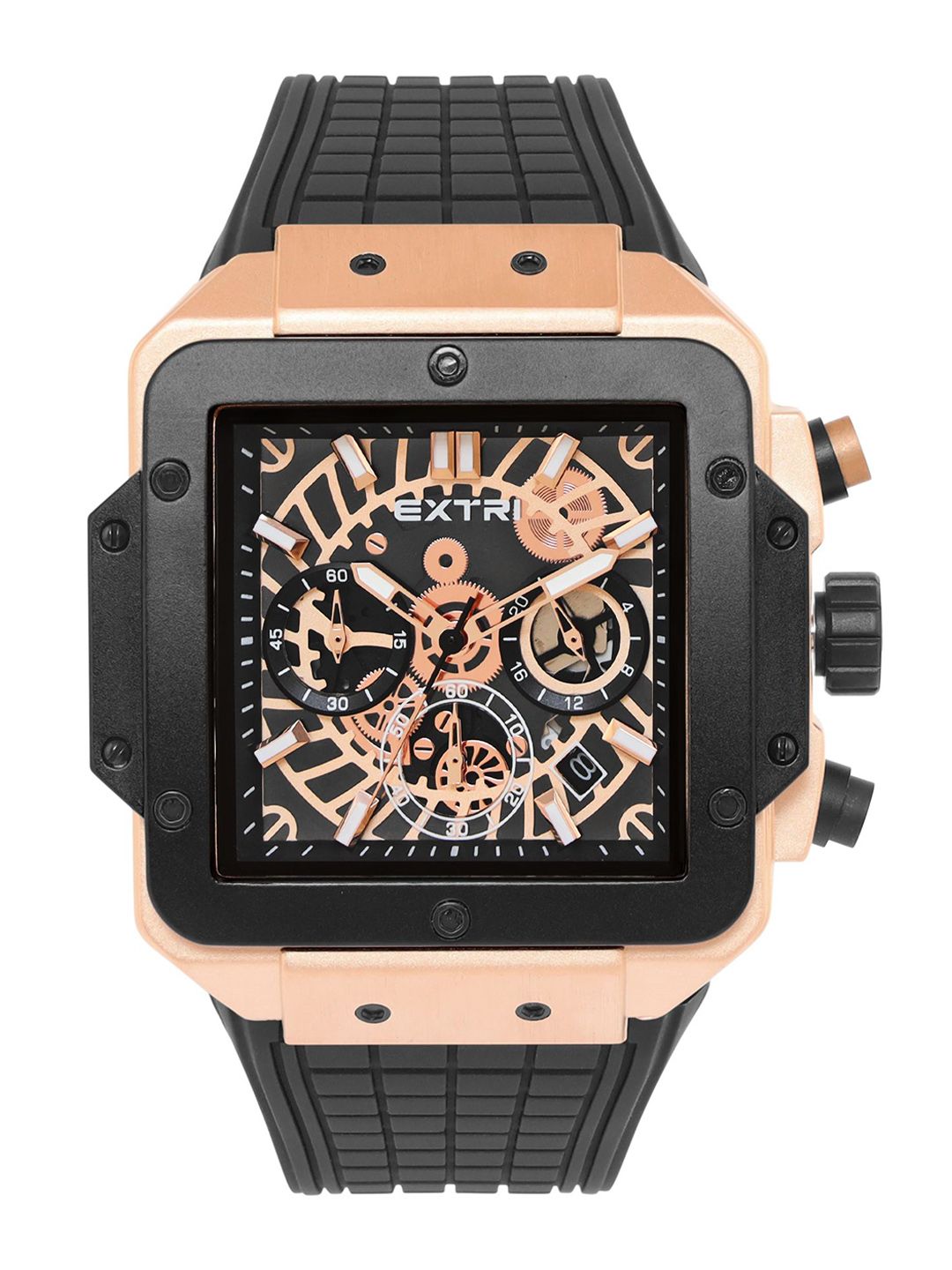 Buy EXTRI Men Textured Dial & Straps Reset Time Analogue Watch