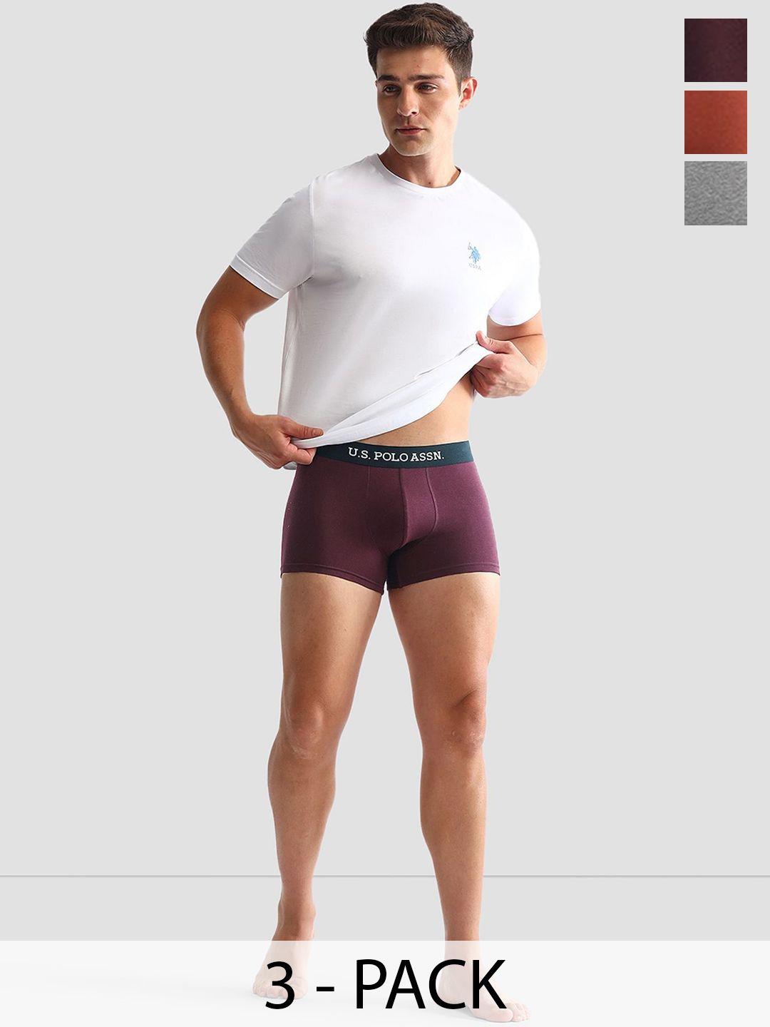 U.S. Polo Assn. Men's Pack Of 3 Anti-Microbial Underwear Trunks
