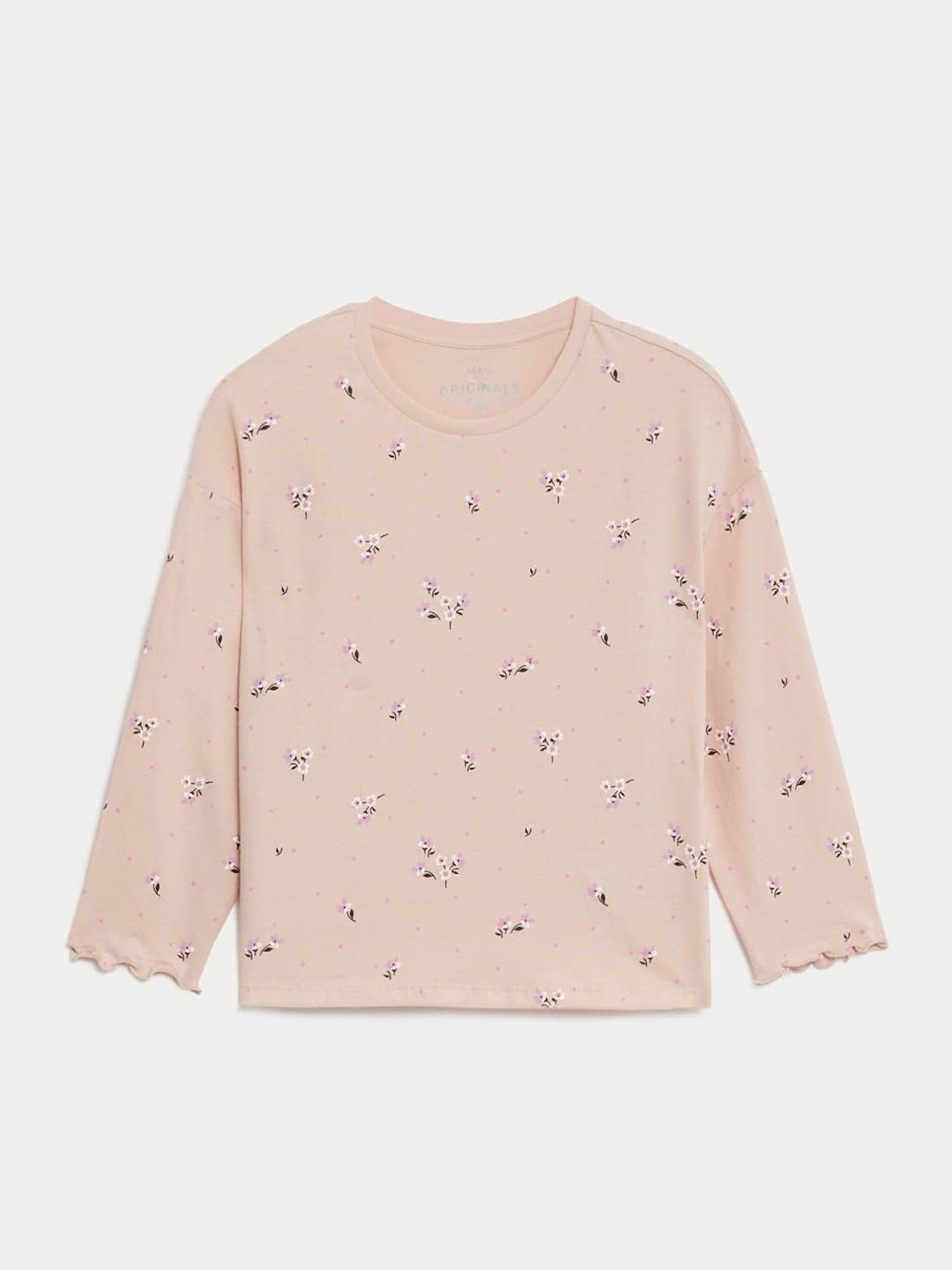 Marks & Spencer Girls Floral Printed Round Neck Cotton Top