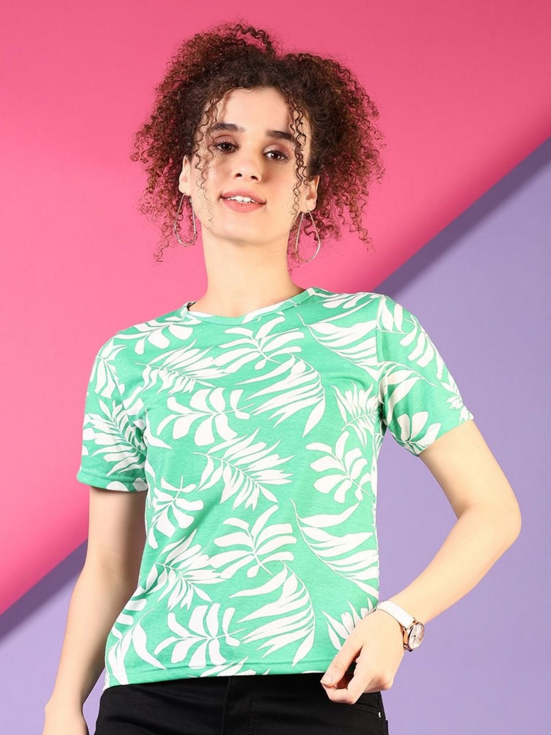 Women Printed Cotton T-shirt V-Mart Women Floral Printed Round Neck Cotton T-shirt