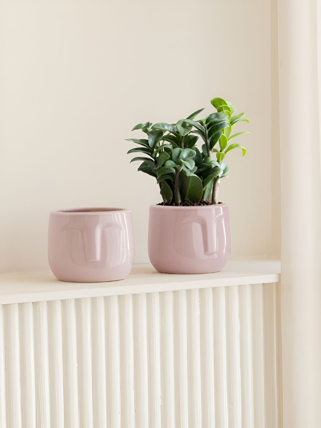 Claymistry 2 Pieces Mauve Face Shaped Ceramic Planter