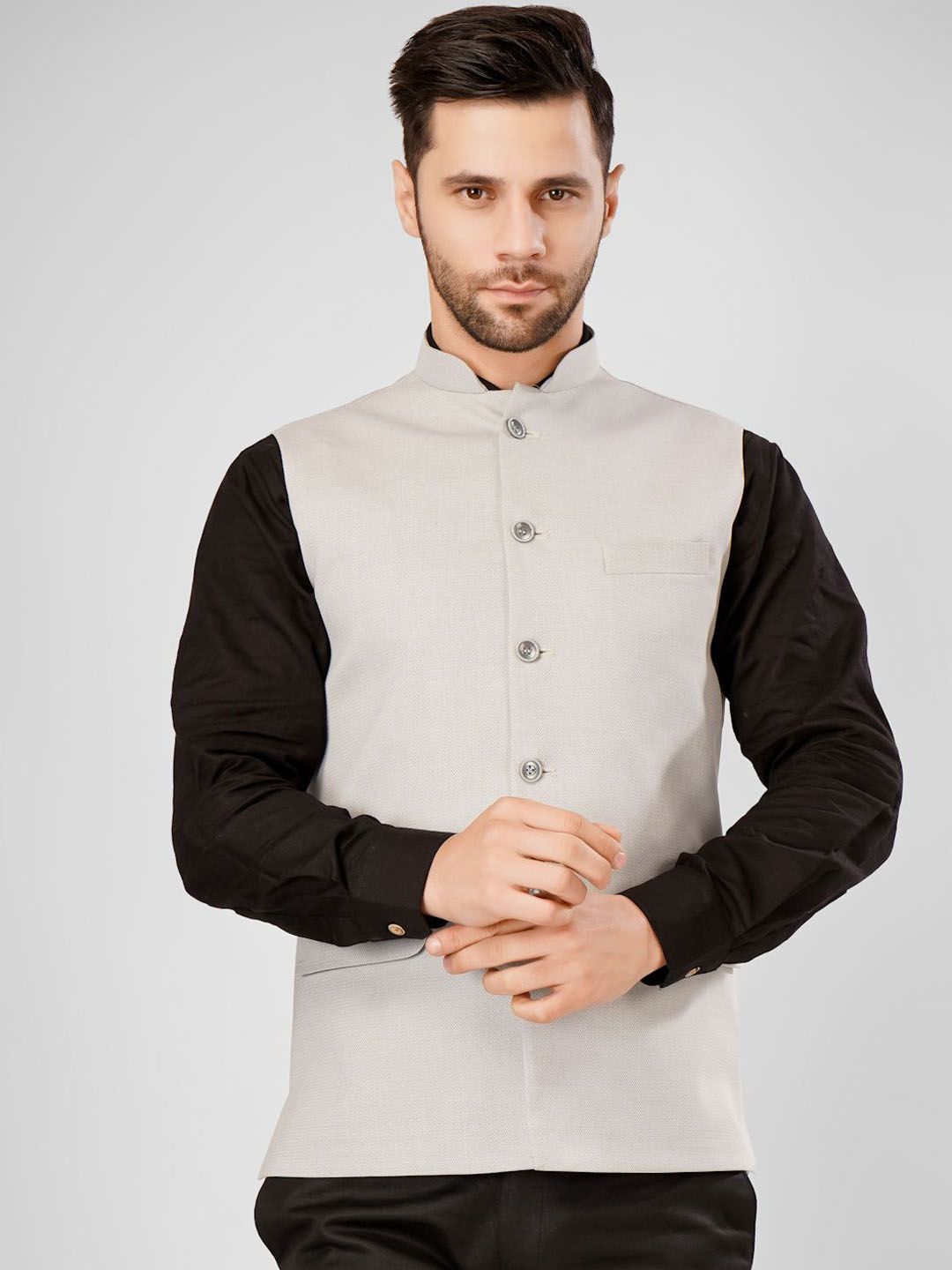 Wintage  Men Solid Sleeveless Nehru Jacket