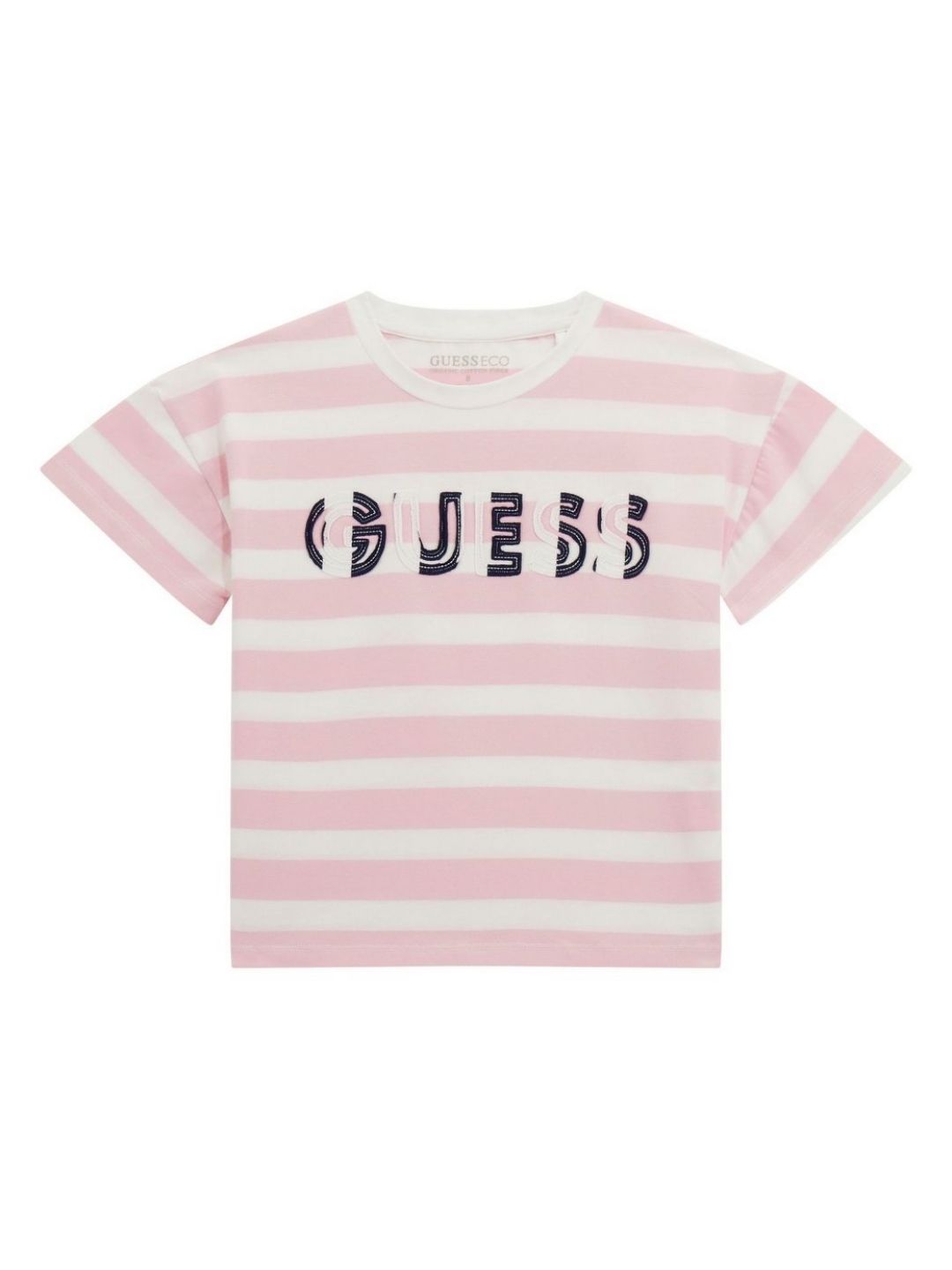 GUESS kids Girls Striped Round Neck Cotton T-shirt