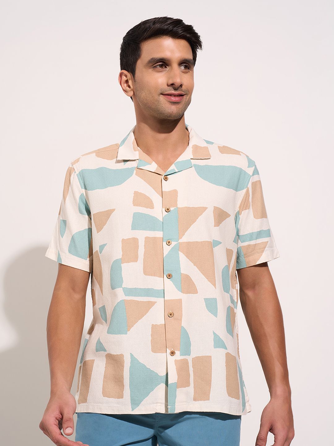 7 Alt by Pantaloons Men Cuban Collar Abstract Printed Casual Shirt