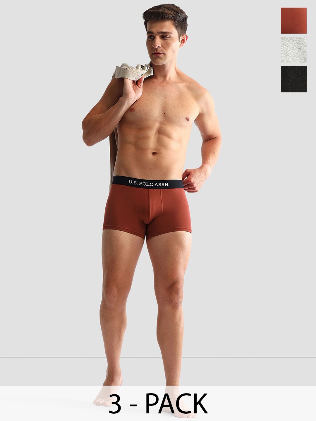 U.S. Polo Assn. Men Pack Of 3 Anti-Microbial Underwear Trunks - OET13-ZRG-P3
