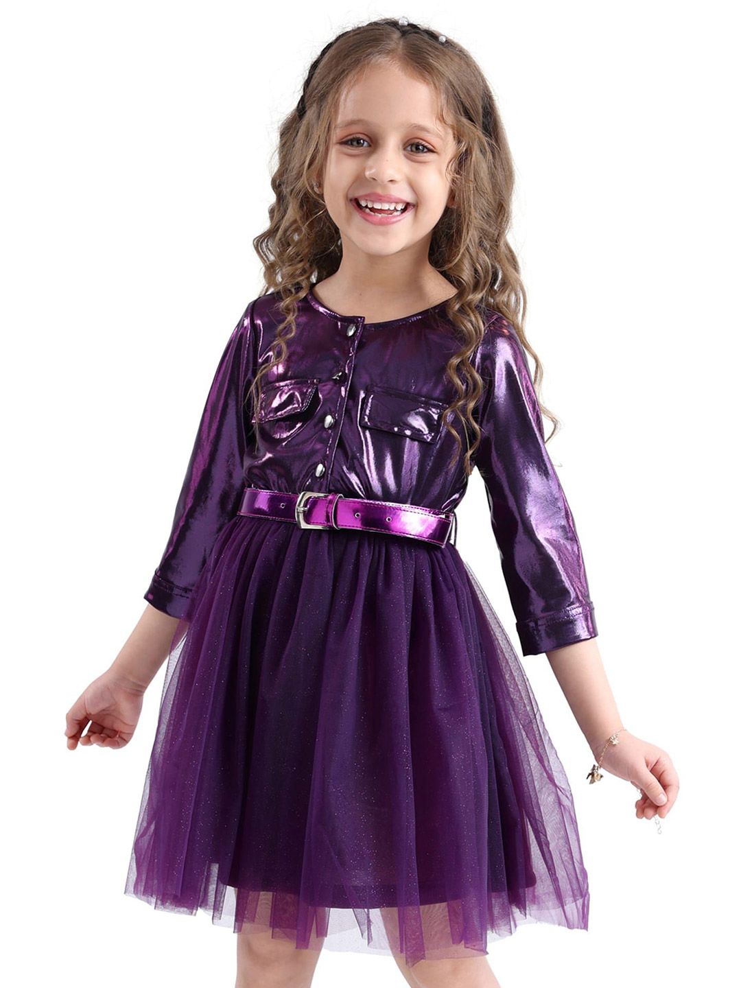 Hola Bonita Girls Embellished Peplum Dress